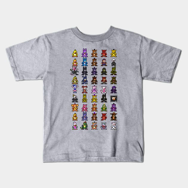 World of FNAF 8bit Pixel Art Kids T-Shirt by 8-BitHero